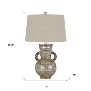 Homeroots 26" Bronze Ceramic Gourd Table Lamp With Brown Empire Shade   524736