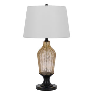 HomeRoots 31" Bronze Glass Table Lamp - Elegant White Empire Shade for Living Rooms, Bedrooms, and Offices 524737