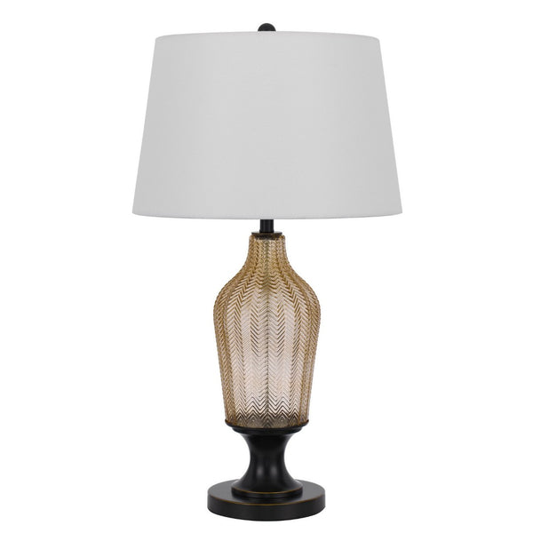HomeRoots 31" Bronze Glass Table Lamp - Elegant White Empire Shade for Living Rooms, Bedrooms, and Offices 524737