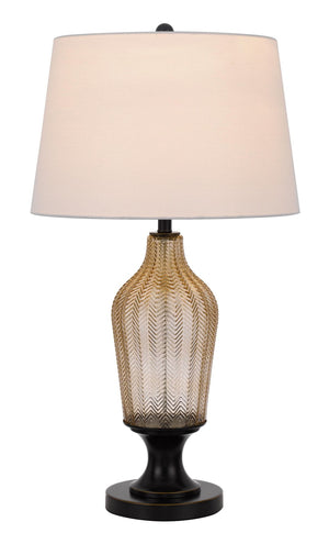 HomeRoots 31" Bronze Glass Table Lamp - Elegant White Empire Shade for Living Rooms, Bedrooms, and Offices 524737