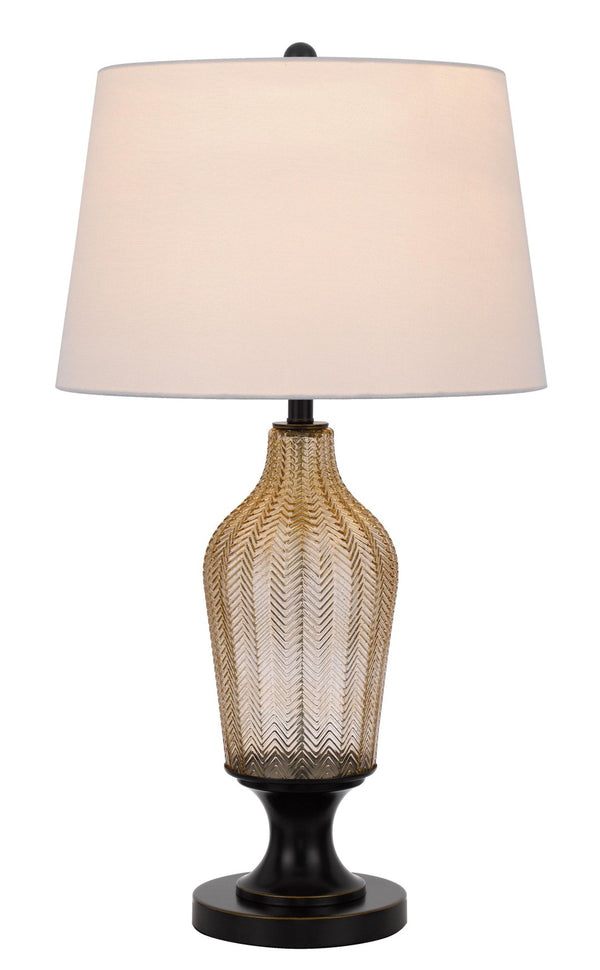 HomeRoots 31" Bronze Glass Table Lamp - Elegant White Empire Shade for Living Rooms, Bedrooms, and Offices 524737