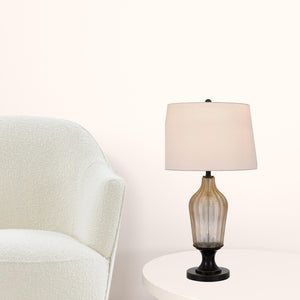 HomeRoots 31" Bronze Glass Table Lamp - Elegant White Empire Shade for Living Rooms, Bedrooms, and Offices 524737