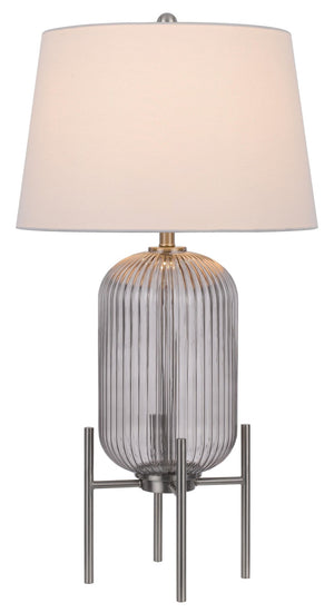 HomeRoots 33" Nickel Glass Round Table Lamp – Elegant White Empire Shade for Modern and Transitional Spaces 524738