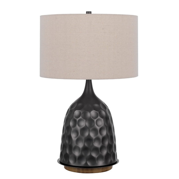 HomeRoots 29" Gray Metal Table Lamp with Warm Brown Shade - Stylish, Dimmable Lighting for Any Room Decor 524739