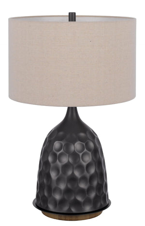 HomeRoots 29" Gray Metal Table Lamp with Warm Brown Shade - Stylish, Dimmable Lighting for Any Room Decor 524739