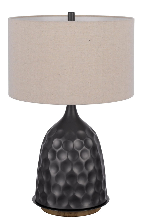 HomeRoots 29" Gray Metal Table Lamp with Warm Brown Shade - Stylish, Dimmable Lighting for Any Room Decor 524739