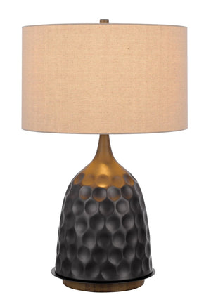 HomeRoots 29" Gray Metal Table Lamp with Warm Brown Shade - Stylish, Dimmable Lighting for Any Room Decor 524739