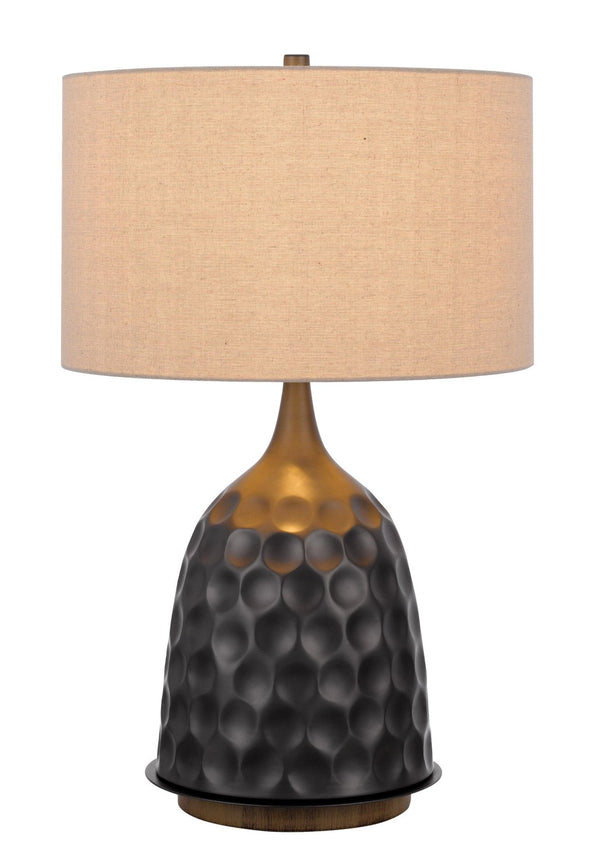 HomeRoots 29" Gray Metal Table Lamp with Warm Brown Shade - Stylish, Dimmable Lighting for Any Room Decor 524739