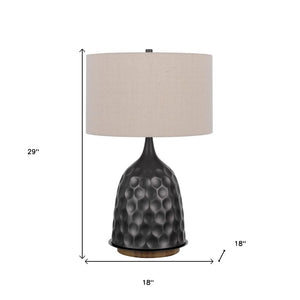 HomeRoots 29" Gray Metal Table Lamp with Warm Brown Shade - Stylish, Dimmable Lighting for Any Room Decor 524739