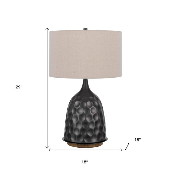 HomeRoots 29" Gray Metal Table Lamp with Warm Brown Shade - Stylish, Dimmable Lighting for Any Room Decor 524739