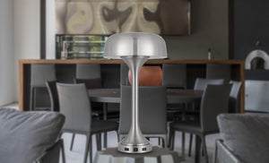 Homeroots 22" Nickel Metal Two Light Usb Table Lamp With Nickel Dome Shade   524740