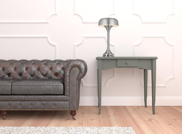 Homeroots 22" Nickel Metal Two Light Usb Table Lamp With Nickel Dome Shade   524740