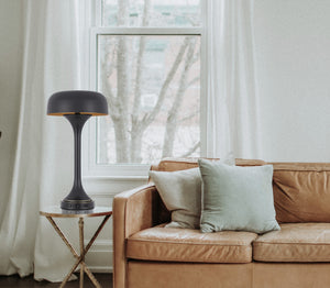 Homeroots 22" Black Metal Two Light Novelty Usb Table Lamp With Black Dome Shade   524741