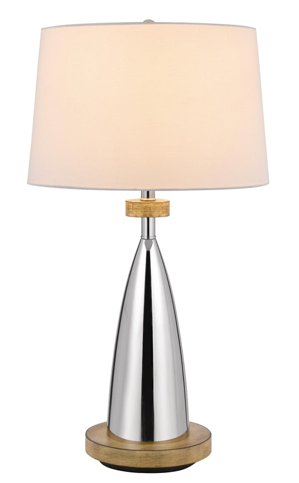 HomeRoots 31" Brown Metal Geometric Table Lamp with USB Port & White Empire Shade for Modern Decor Charm 524742