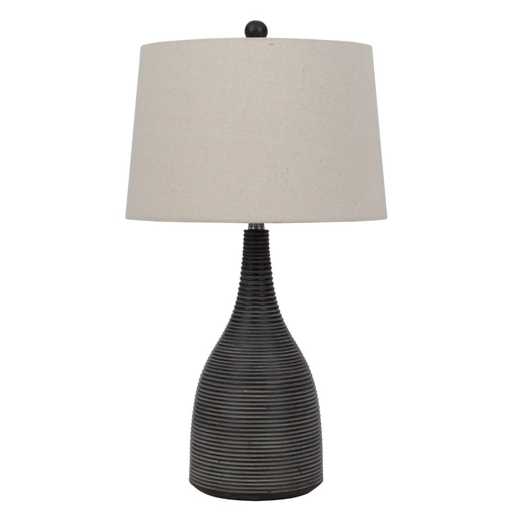 HomeRoots 29" Elegant Black Ceramic Table Lamp with Beige Shade for Stylish Lighting in Any Room 524746