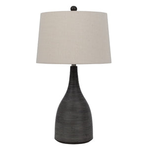 HomeRoots 29" Elegant Black Ceramic Table Lamp with Beige Shade for Stylish Lighting in Any Room 524746