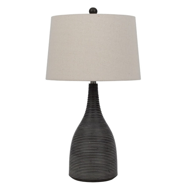 HomeRoots 29" Elegant Black Ceramic Table Lamp with Beige Shade for Stylish Lighting in Any Room 524746