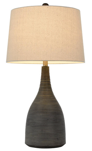 HomeRoots 29" Elegant Black Ceramic Table Lamp with Beige Shade for Stylish Lighting in Any Room 524746