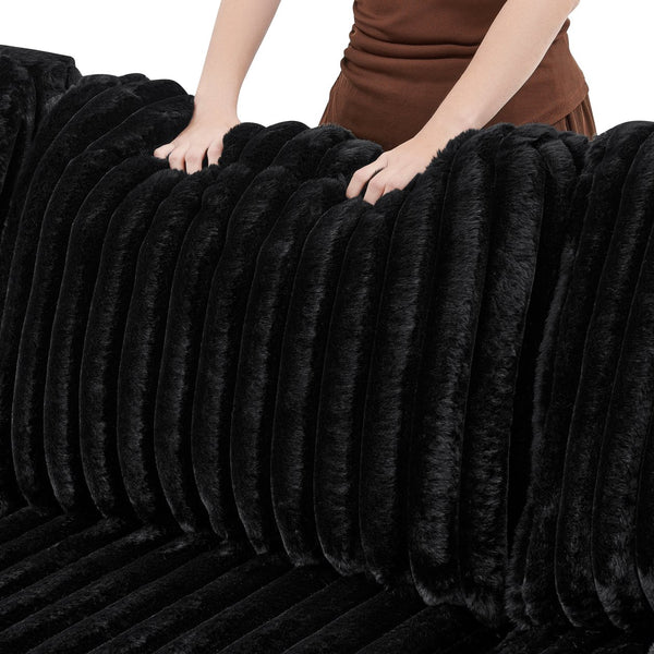 English Elm 122 Plush U-Shape Sectional Sofa Bed with USB Ports, Hidden Storage Chaise & Spacious Armrest Comfort Black W1417S00135