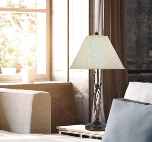 HomeRoots 32" Rustic Metal Table Lamp with Gray Shade – Versatile Industrial Design for Home & Office Decor 524753