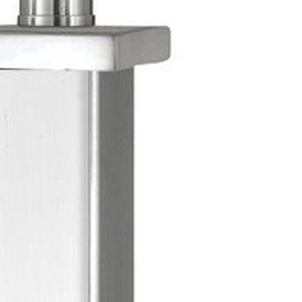 HomeRoots 28" Nickel Metal Table Lamp with White Shade, USB Charging Ports & Modern Design for Any Room 524757