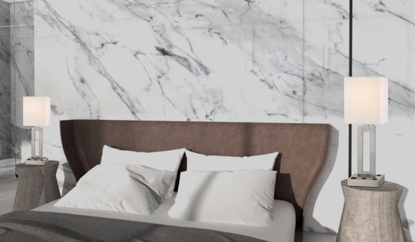 Homeroots 24" Nickel Metal Desk Usb Table Lamp With White Drum Shade   524763