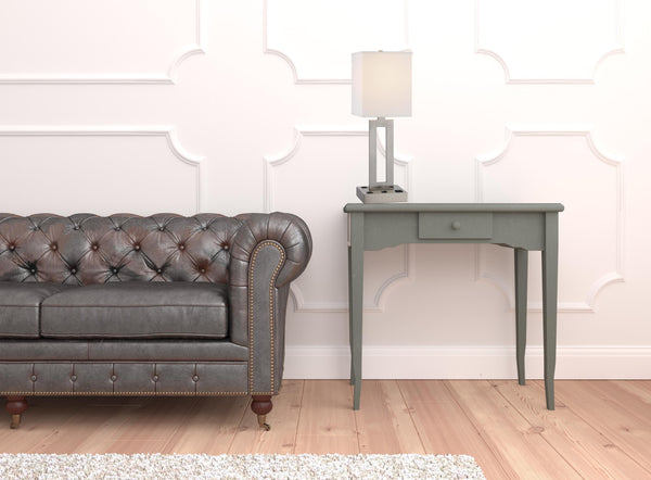 Homeroots 24" Nickel Metal Desk Usb Table Lamp With White Drum Shade   524763