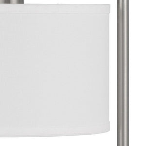Homeroots 22" Nickel Metal Desk Usb Table Lamp With White Drum Shade   524764