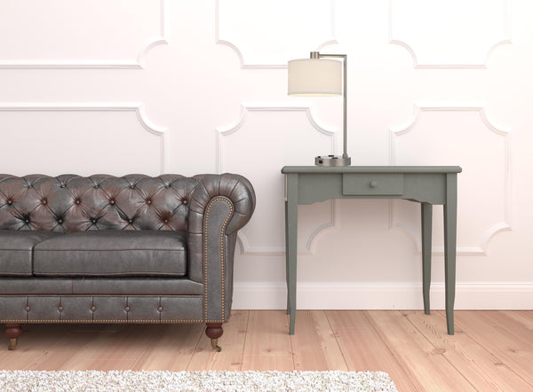 Homeroots 22" Nickel Metal Desk Usb Table Lamp With White Drum Shade   524764