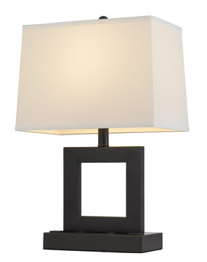 Homeroots 22" Bronze Metal Desk Usb Table Lamp With White Rectangular Shade   524765