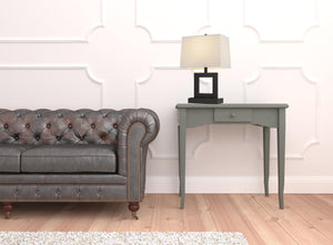 Homeroots 22" Bronze Metal Desk Usb Table Lamp With White Rectangular Shade   524765