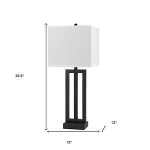 HomeRoots 30" Black Metal Table Lamp with USB Port, Adjustable Swing Arm & White Shade for Modern Spaces 524766