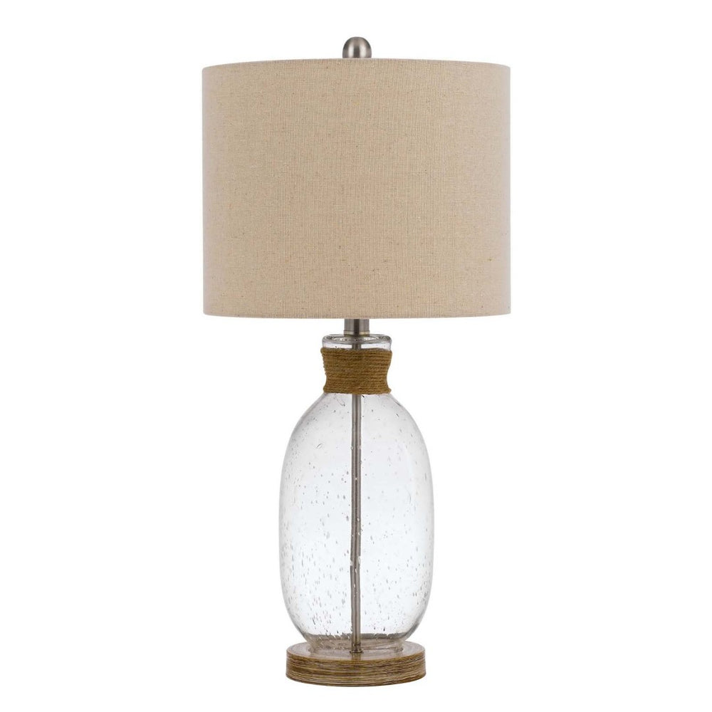 HomeRoots 26" Rustic Brown Mason Jar Table Lamp with Drum Shade for Warm Ambient Lighting & Farmhouse Charm 524774
