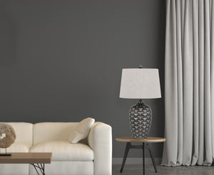 Homeroots 25" Silver Metallic Table Lamp With Gray Empire Shade   524777