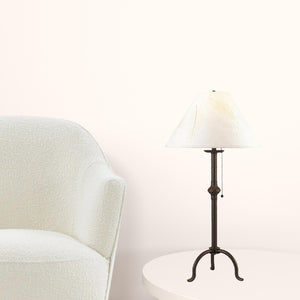 HomeRoots 32" Elegant Black Metal Table Lamp with Leaf-Pattern Shade for Modern Home Ambiance & Style 524778