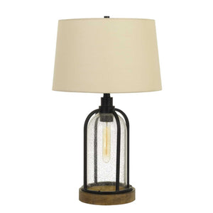 HomeRoots 27" Contemporary Brown Metal Globe Table Lamp with Eggshell Shade – Adjustable 3-Way Lighting Design 524780