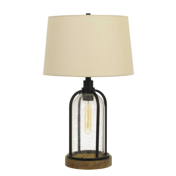 HomeRoots 27" Contemporary Brown Metal Globe Table Lamp with Eggshell Shade – Adjustable 3-Way Lighting Design 524780