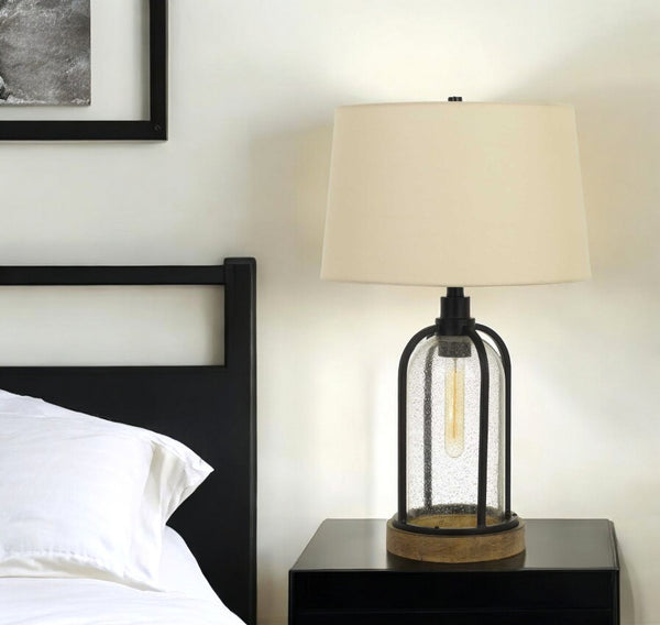 HomeRoots 27" Contemporary Brown Metal Globe Table Lamp with Eggshell Shade – Adjustable 3-Way Lighting Design 524780