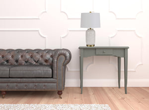 Homeroots 24" Ivory Metal Table Lamp With White Drum Shade   524784