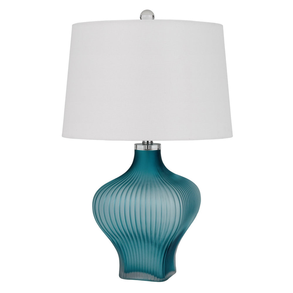 Homeroots 26" Aqua Glass Table Lamp With White Empire Shade   524788