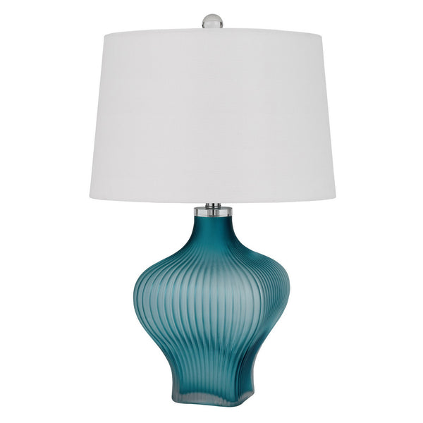 Homeroots 26" Aqua Glass Table Lamp With White Empire Shade   524788