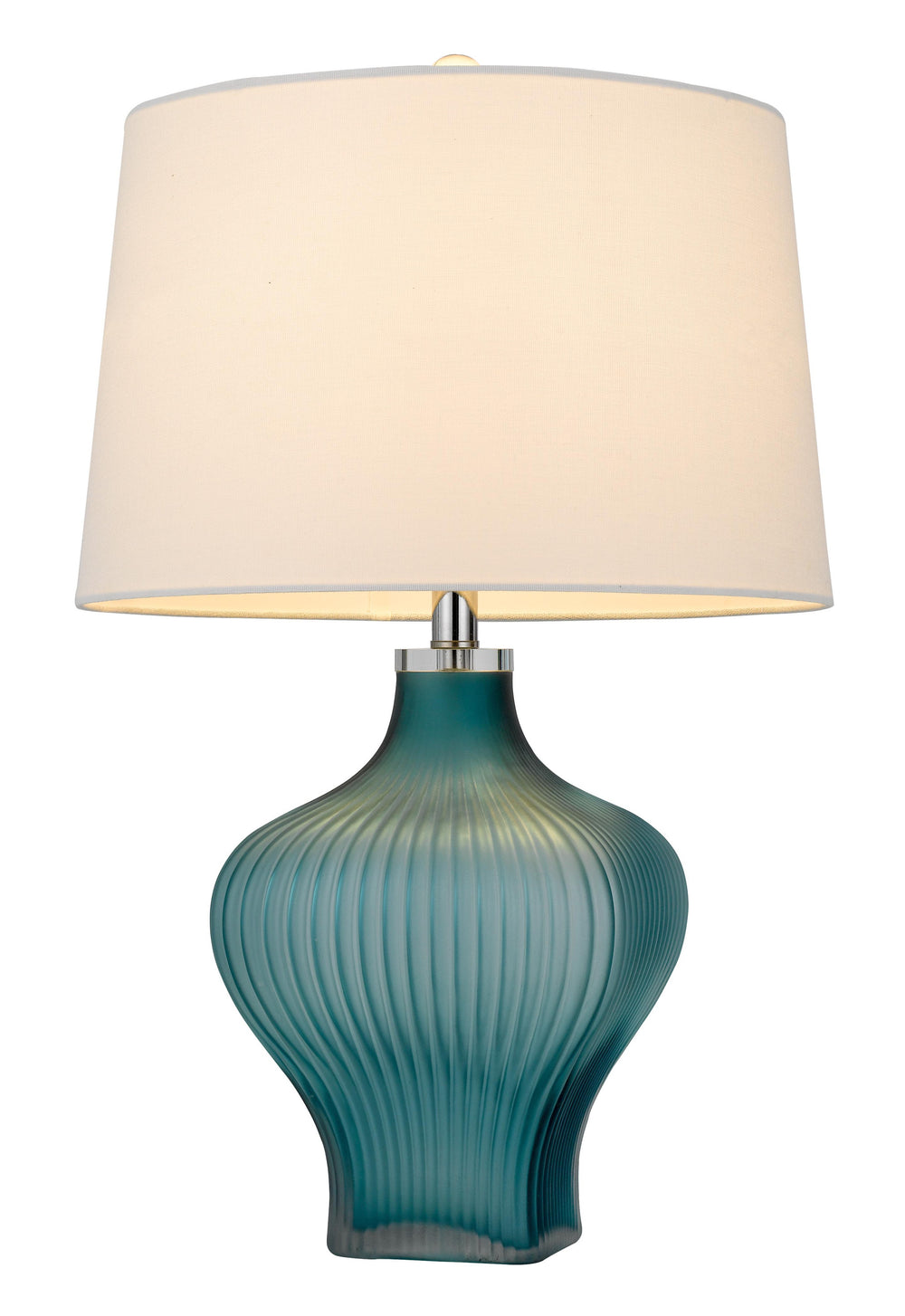 Homeroots 26" Aqua Glass Table Lamp With White Empire Shade   524788