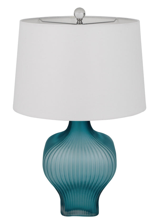 Homeroots 26" Aqua Glass Table Lamp With White Empire Shade   524788