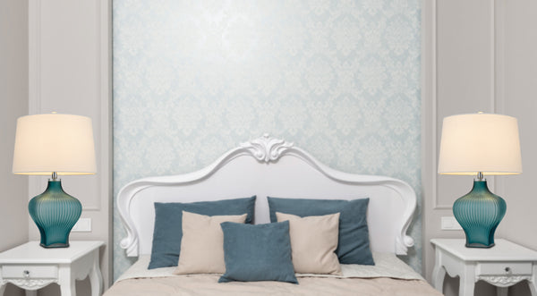 Homeroots 26" Aqua Glass Table Lamp With White Empire Shade   524788