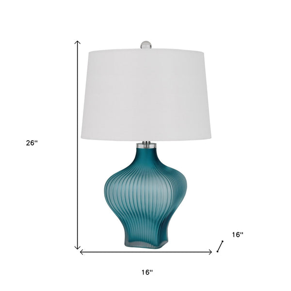 Homeroots 26" Aqua Glass Table Lamp With White Empire Shade   524788