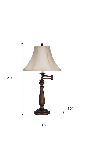 HomeRoots 30" Rust Metal Table Lamp with Pearl Bell Shade - Elegant Lighting for Classic Home Decor & Ambiance 524789
