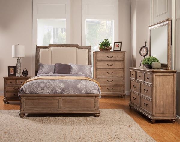 Homeroots Brown Queen Bed Frame - Luxurious Distressed Solid Wood & Faux Leather With Elegant Nailhead Trim  Wood 524791