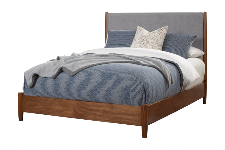 Homeroots Brown Solid Wood And Linen California King Bed Frame - Mid-century Style For Ultimate Comfort Oasis  Wood 524795