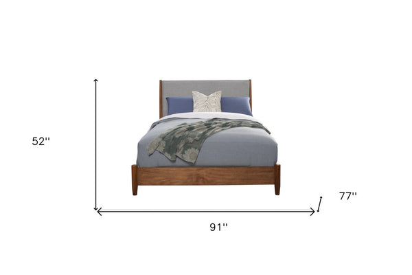 Homeroots Brown Solid Wood And Linen California King Bed Frame - Mid-century Style For Ultimate Comfort Oasis  Wood 524795