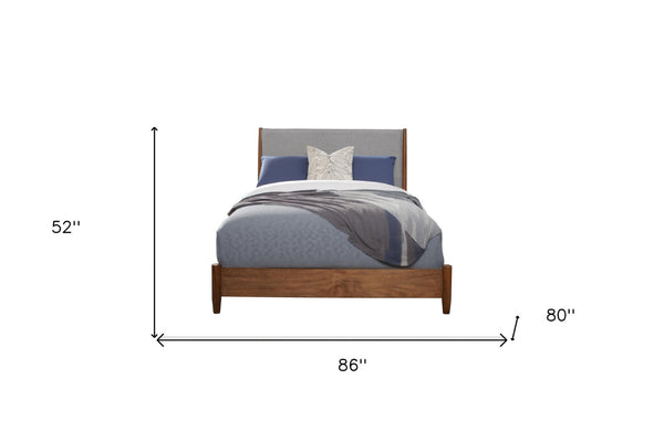 Homeroots Brown Solid Wood And Linen King Bed Frame - Luxurious Mid-century Design For Ultimate Comfort  Wood 524796